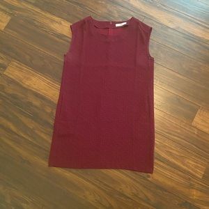 L Loft Sleeveless Burgundy with Black Spots Dress